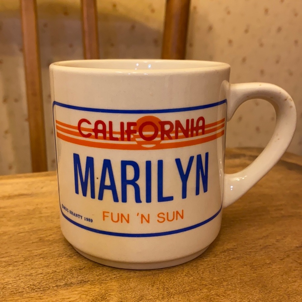 Vintage 1989 Mug Shanty California License Plate MARILYN Ceramic Mug